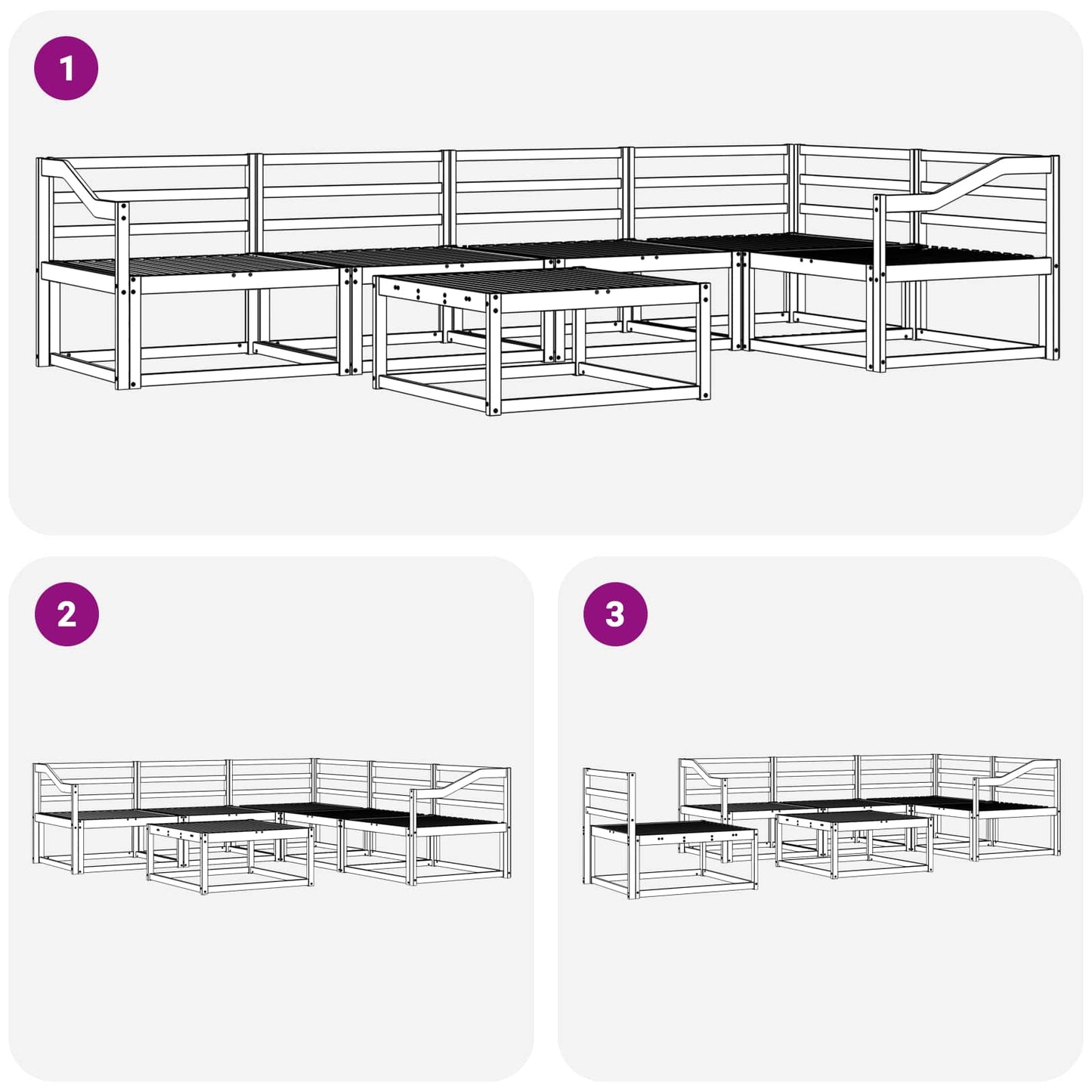 Outdoor Sofa Set 6 pcs White 79 x 79 x 37 cm Solid Acacia Wood