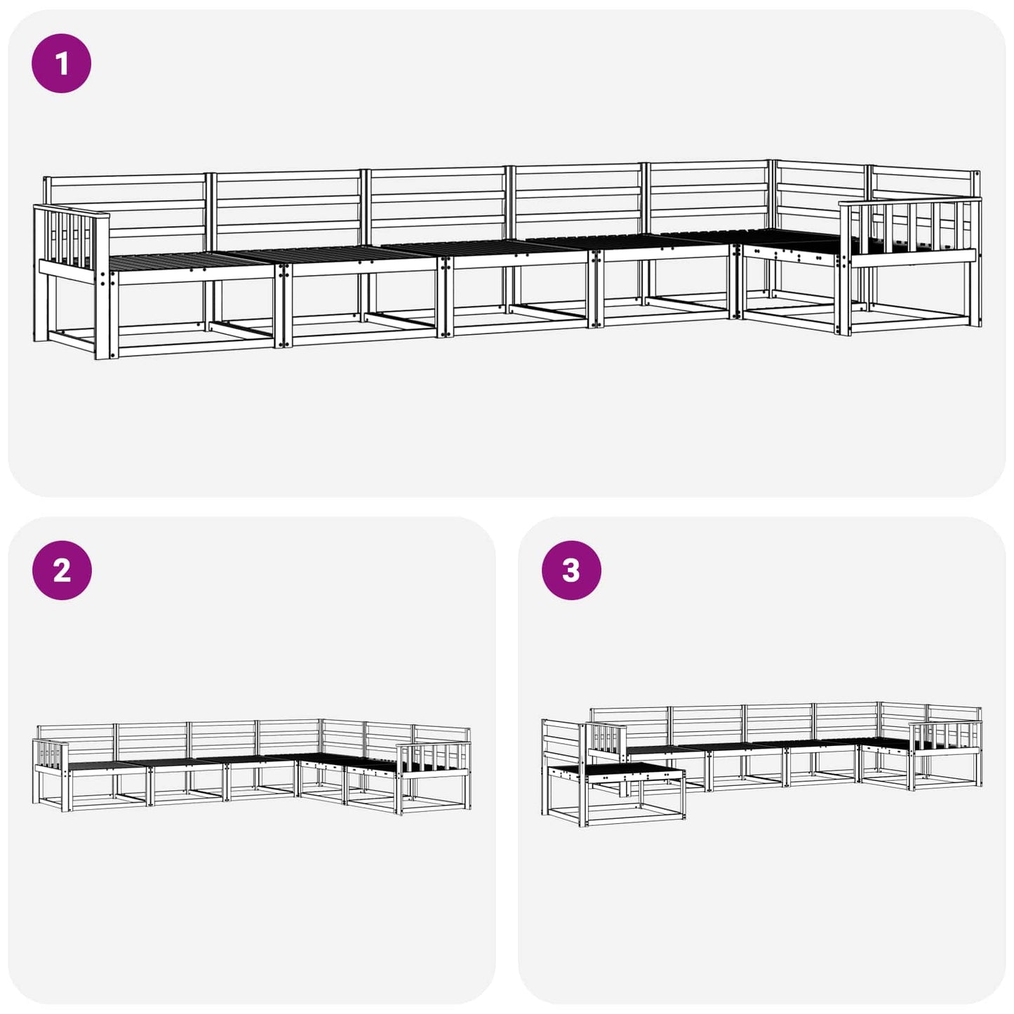 Outdoor Sofa Set 6 pcs White 406 x 168.5 x 73 cm
