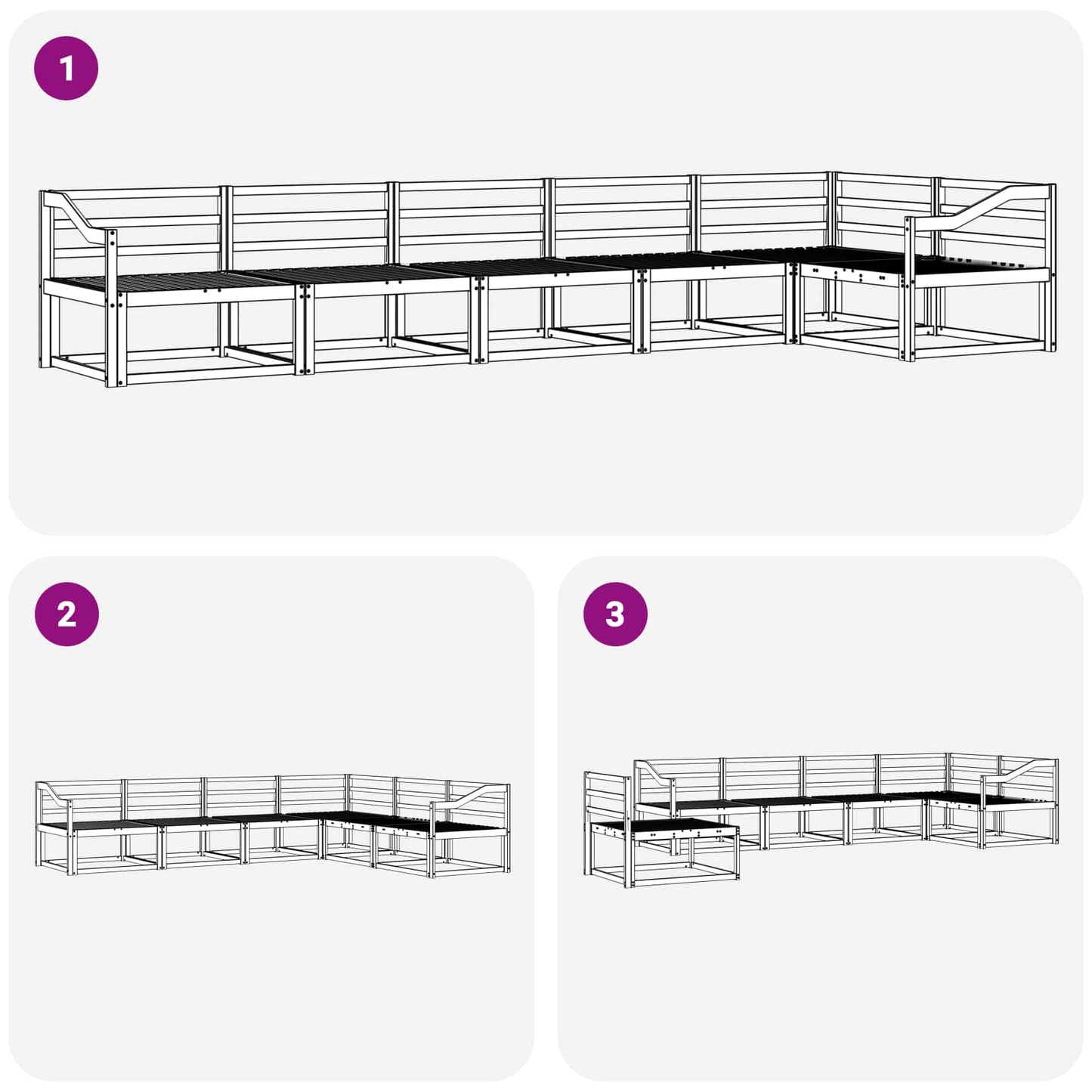 Outdoor Sofa Set 6 pcs White 404 x 166.5 x 73 cm