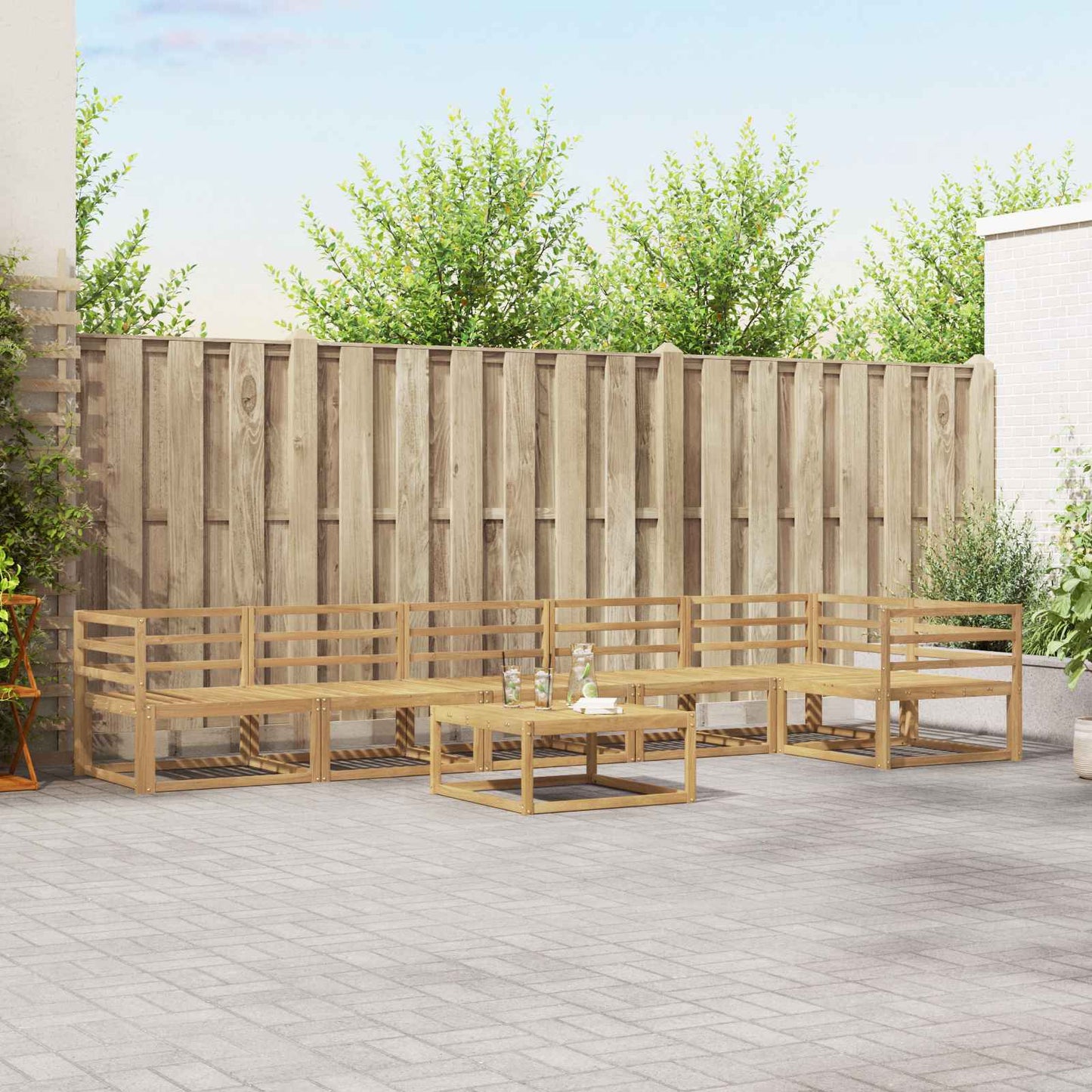 Outdoor Sofa Set 7 pcs White 79 x 79 x 37 cm Solid Acacia Wood