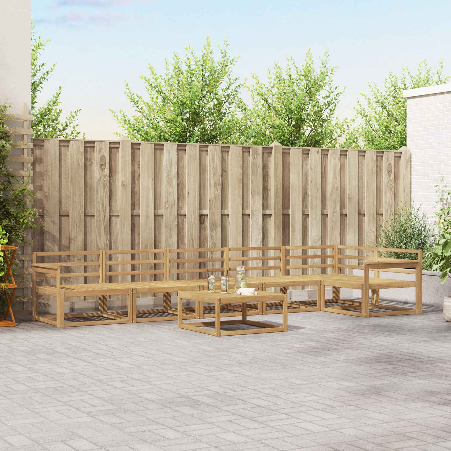 Outdoor Sofa Set 7 pcs White 79 x 79 x 37 cm Solid Acacia Wood