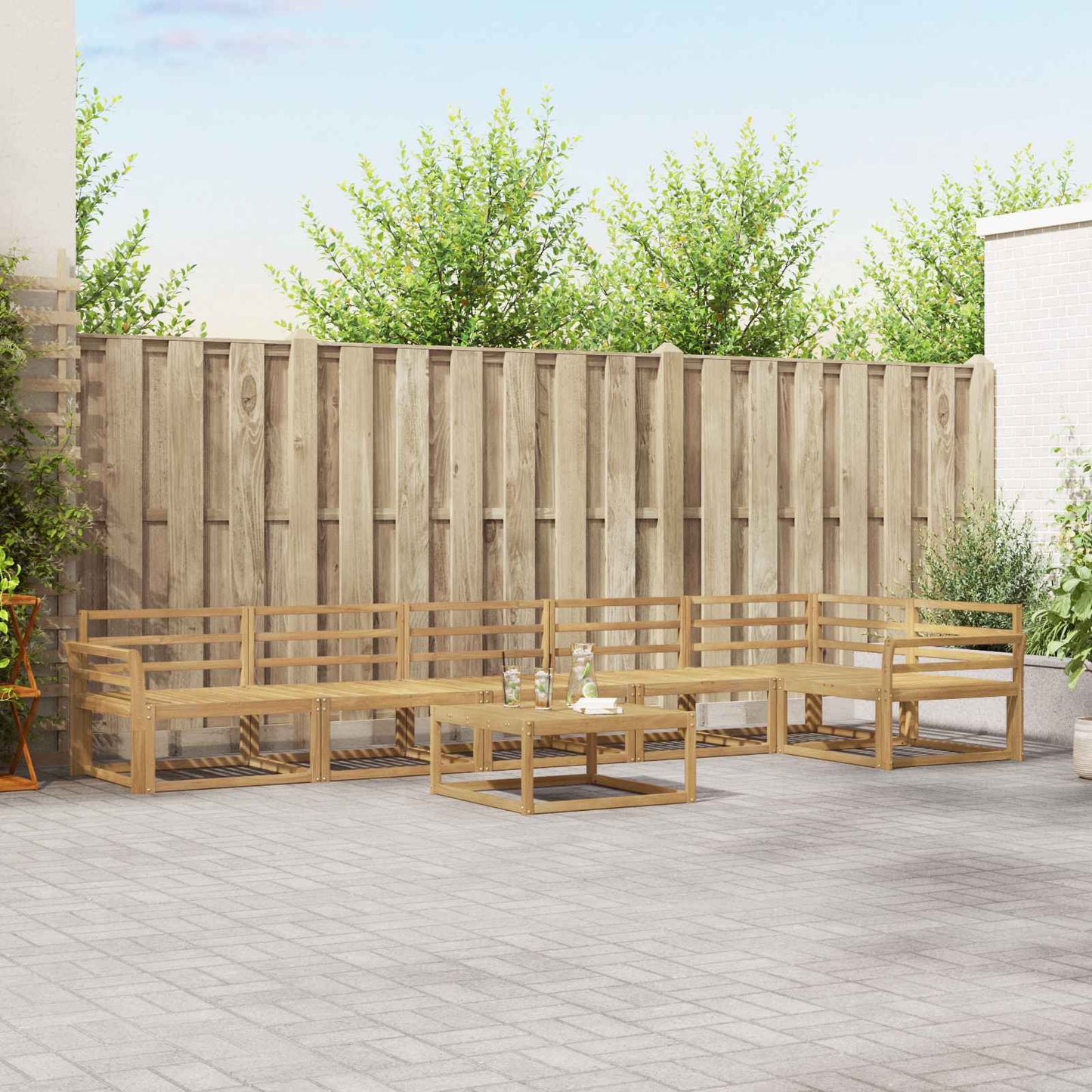 Outdoor Sofa Set 7 pcs White 79 x 79 x 37 cm Solid Acacia Wood