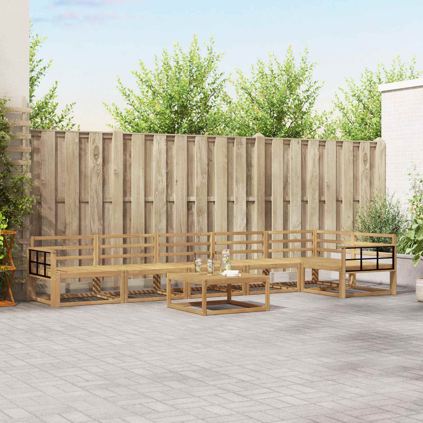 Outdoor Sofa Set 7 pcs White 79 x 79 x 37 cm Solid Acacia Wood