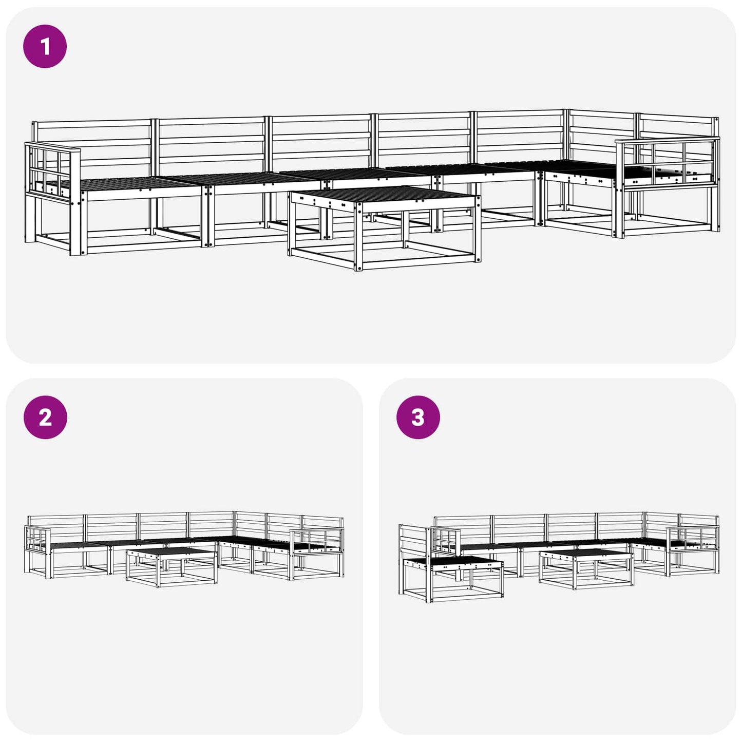 Outdoor Sofa Set 7 pcs White 79 x 79 x 37 cm Solid Acacia Wood