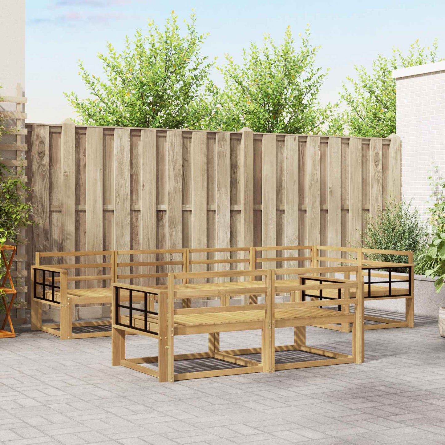 Outdoor Sofa Set 8 pcs White 327 x 168.5 x 73 cm