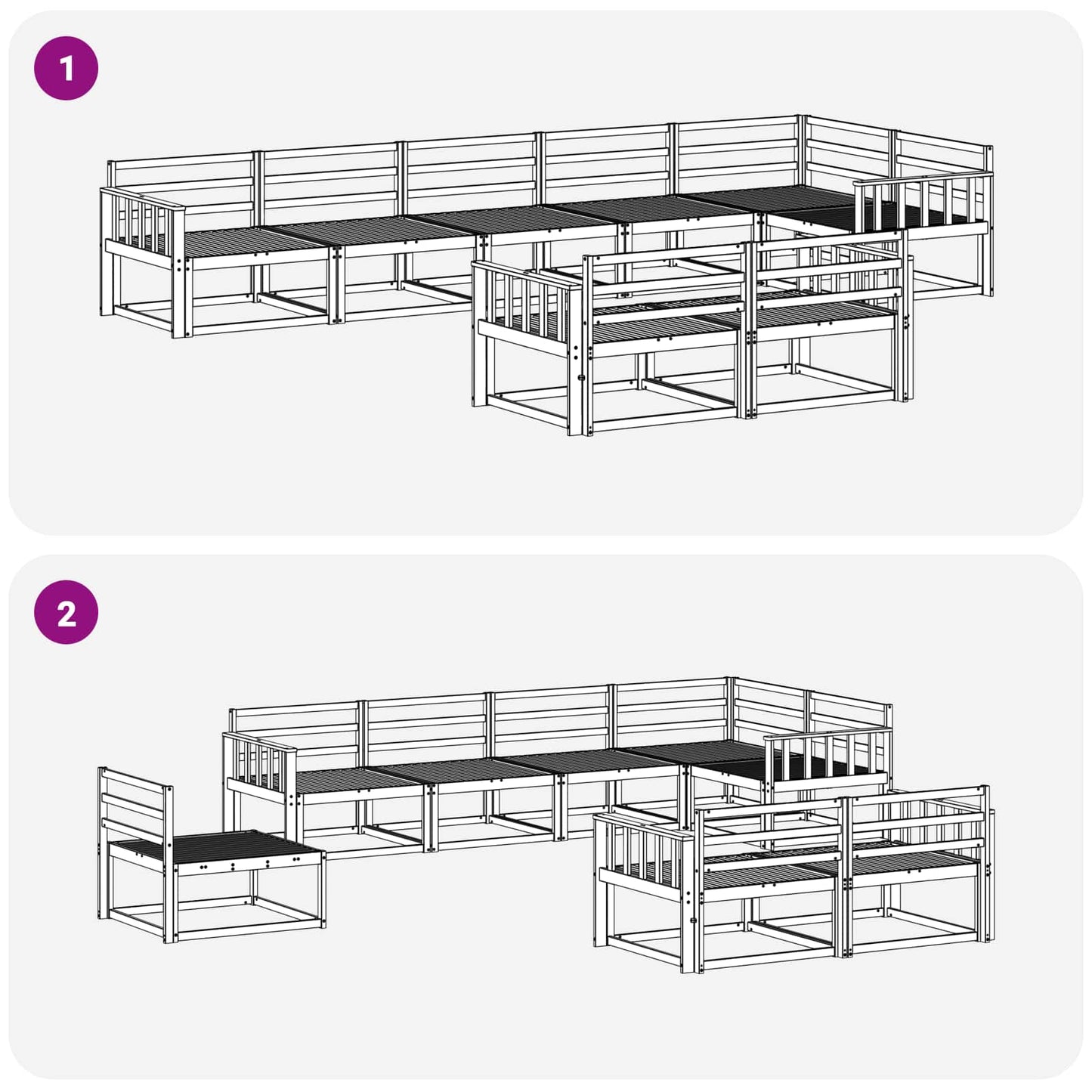 Outdoor Sofa Set 8 pcs White 406 x 168.5 x 73 cm