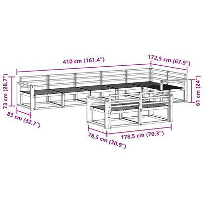 Outdoor Sofa Set 8 pcs White 410 x 172.5 x 73 cm