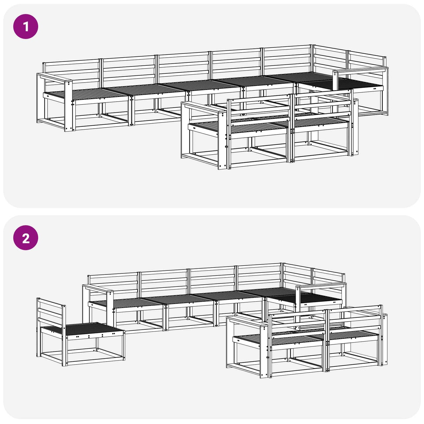 Outdoor Sofa Set 8 pcs White 410 x 172.5 x 73 cm