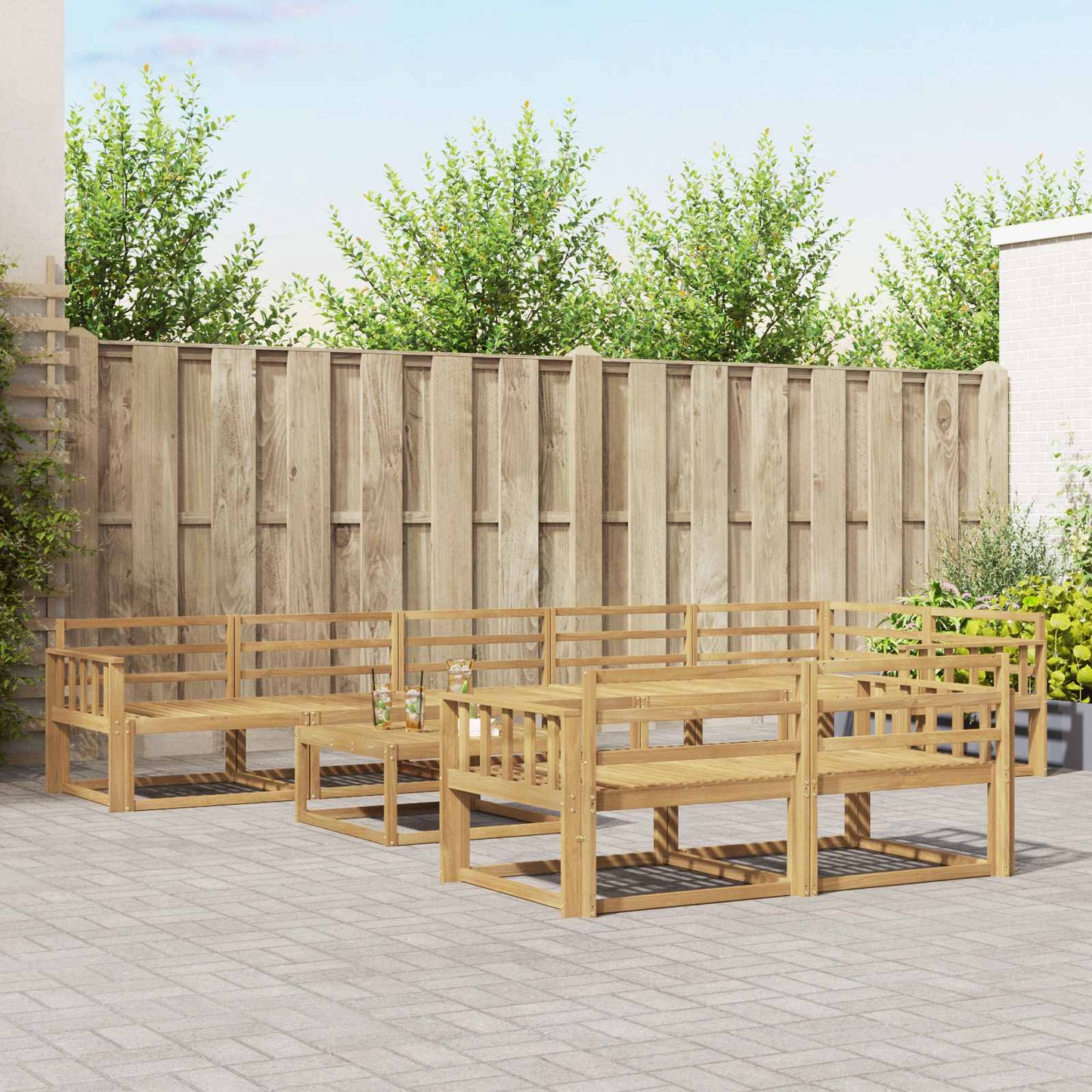 Outdoor Sofa Set 9 pcs White 79 x 79 x 37 cm Solid Acacia Wood