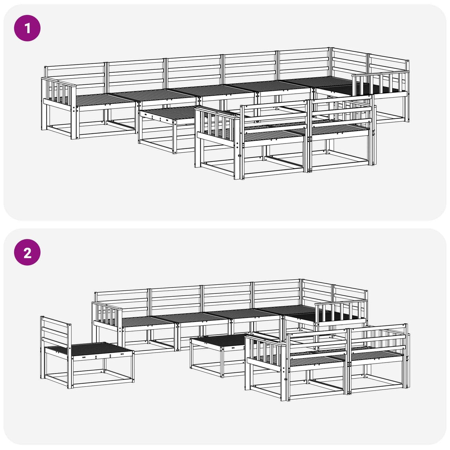 Outdoor Sofa Set 9 pcs White 79 x 79 x 37 cm Solid Acacia Wood