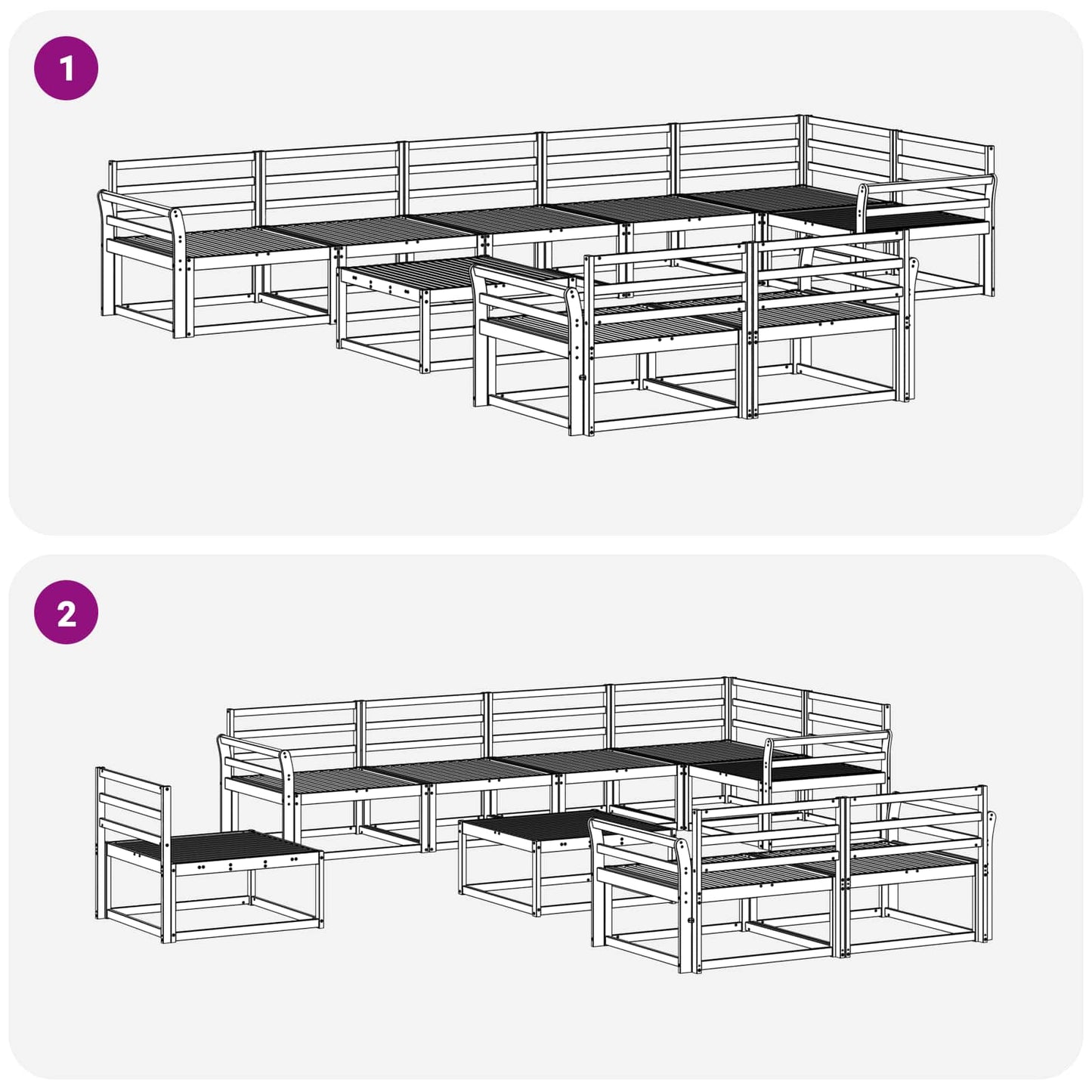 Outdoor Sofa Set 9 pcs White 79 x 79 x 37 cm Solid Acacia Wood