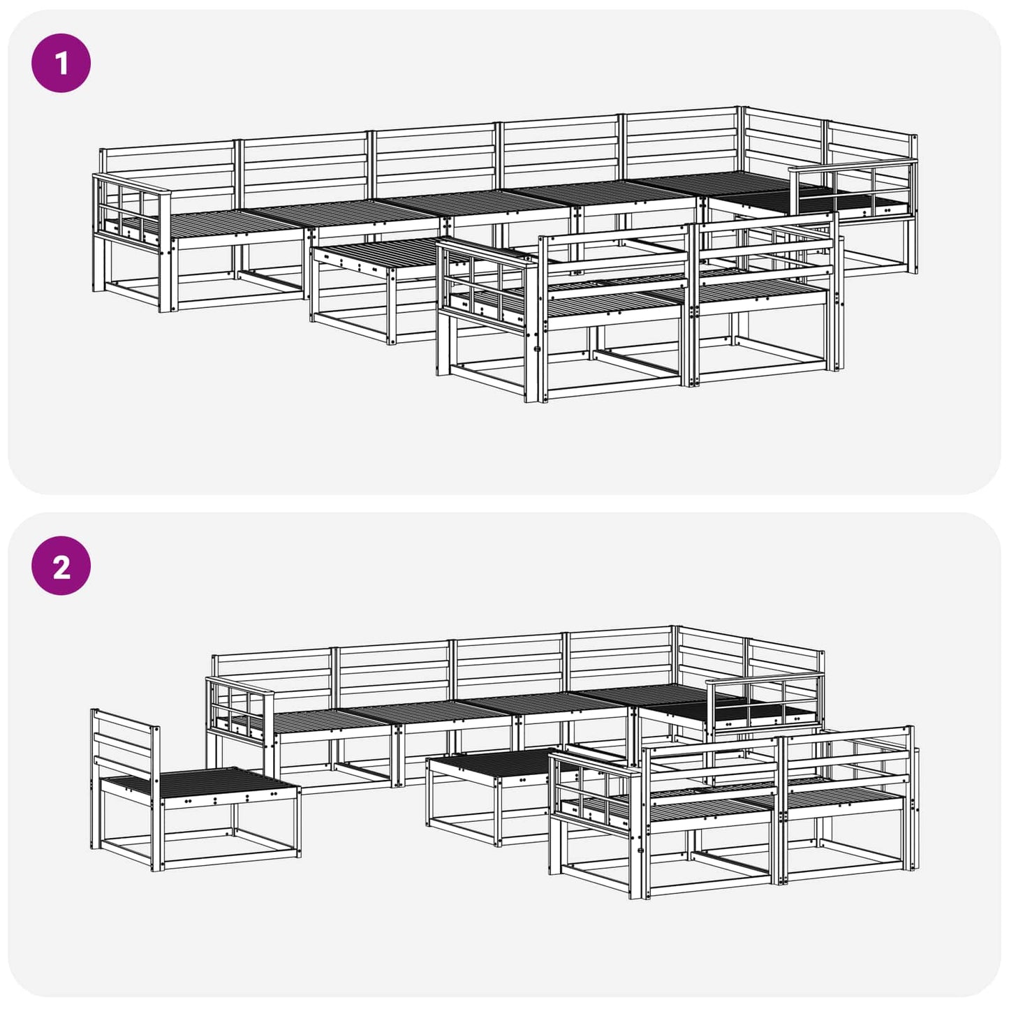 Outdoor Sofa Set 9 pcs White 79 x 79 x 37 cm Solid Acacia Wood