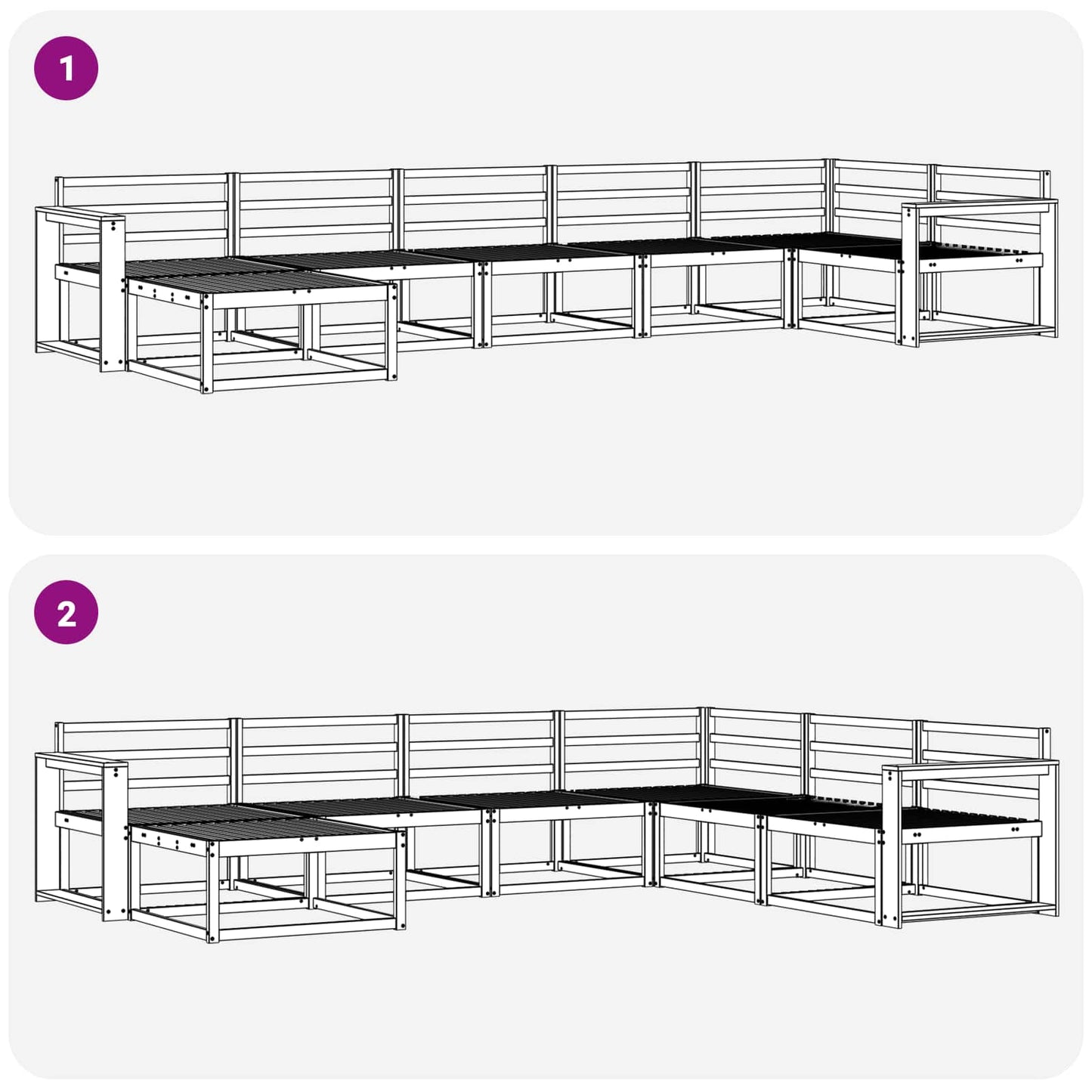 Outdoor Sofa Set 7 pcs White Solid Acacia Wood