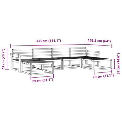Outdoor Sofa Set 6 pcs White Solid Acacia Wood