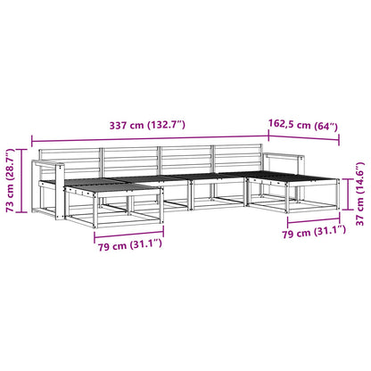 Outdoor Sofa Set 6 pcs White Solid Acacia Wood