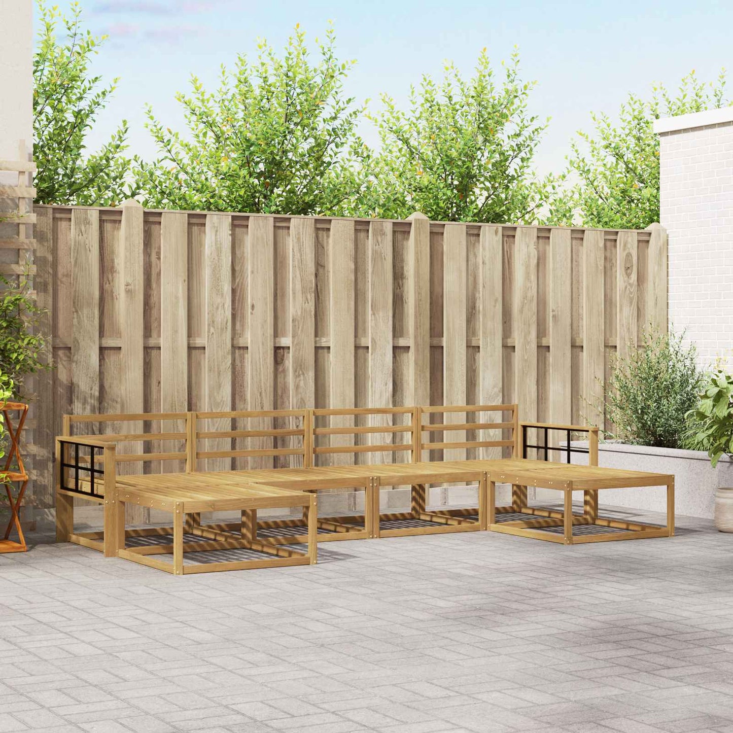Outdoor Sofa Set 6 pcs White Solid Acacia Wood