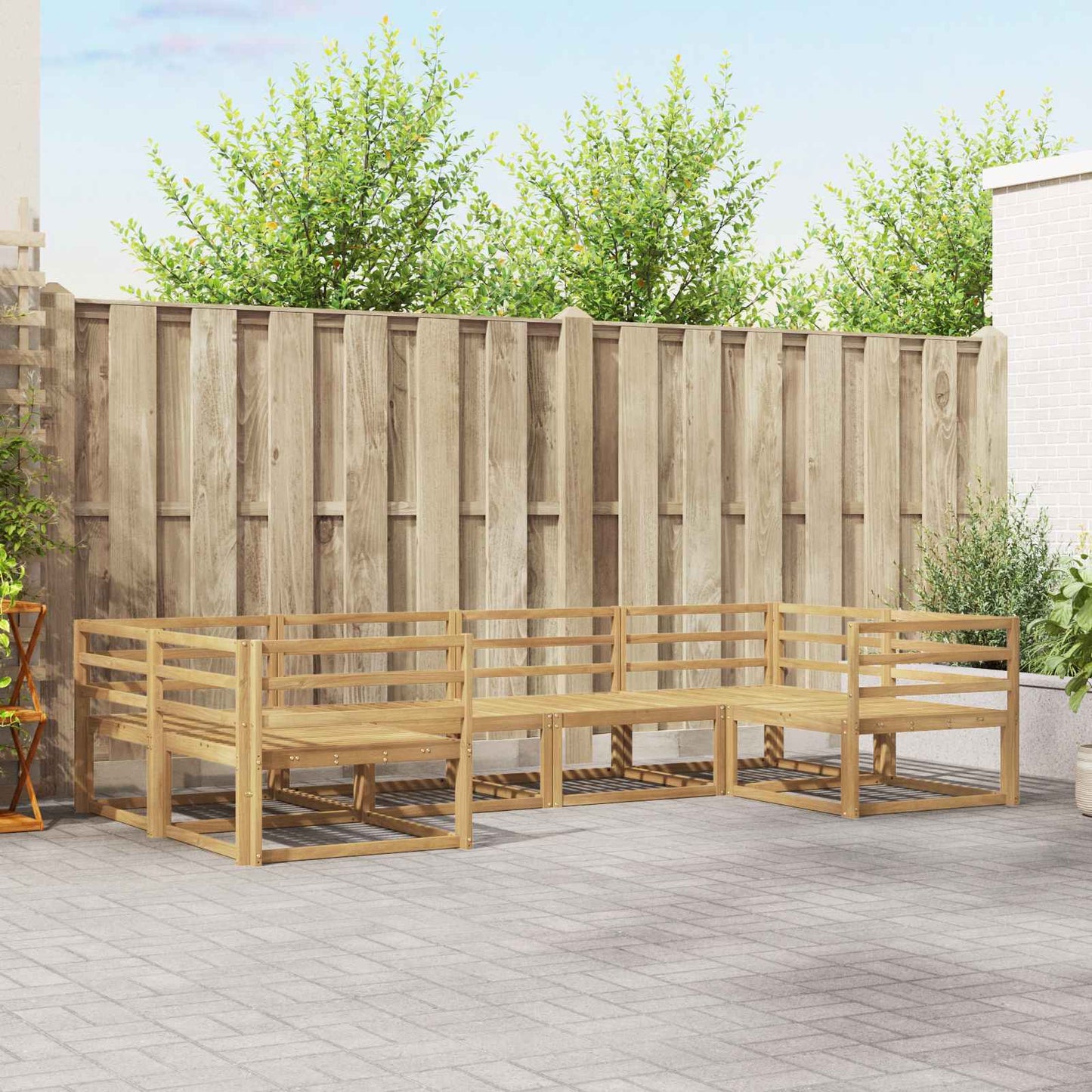 Outdoor Sofa Set 6 pcs White Solid Acacia Wood