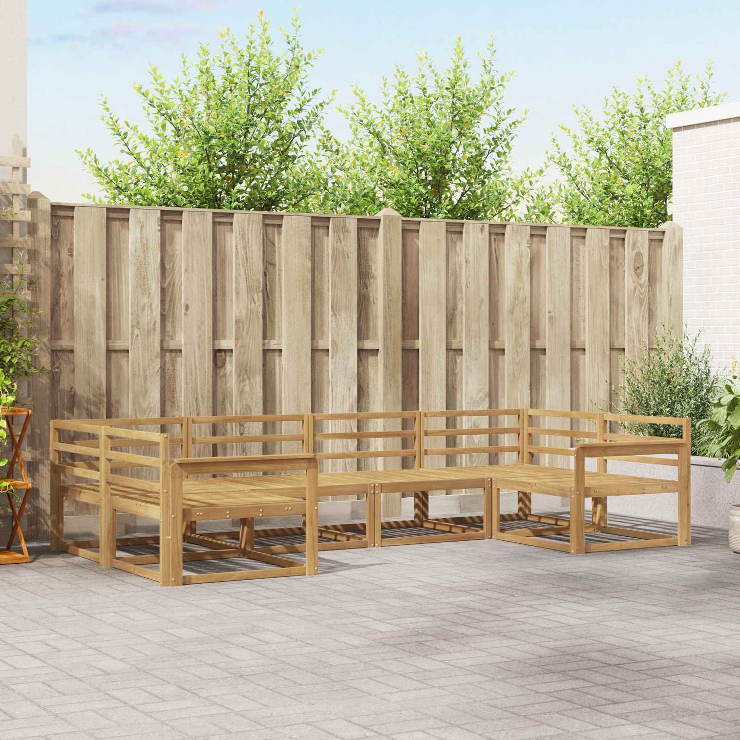 Outdoor Sofa Set 6 pcs White Solid Acacia Wood
