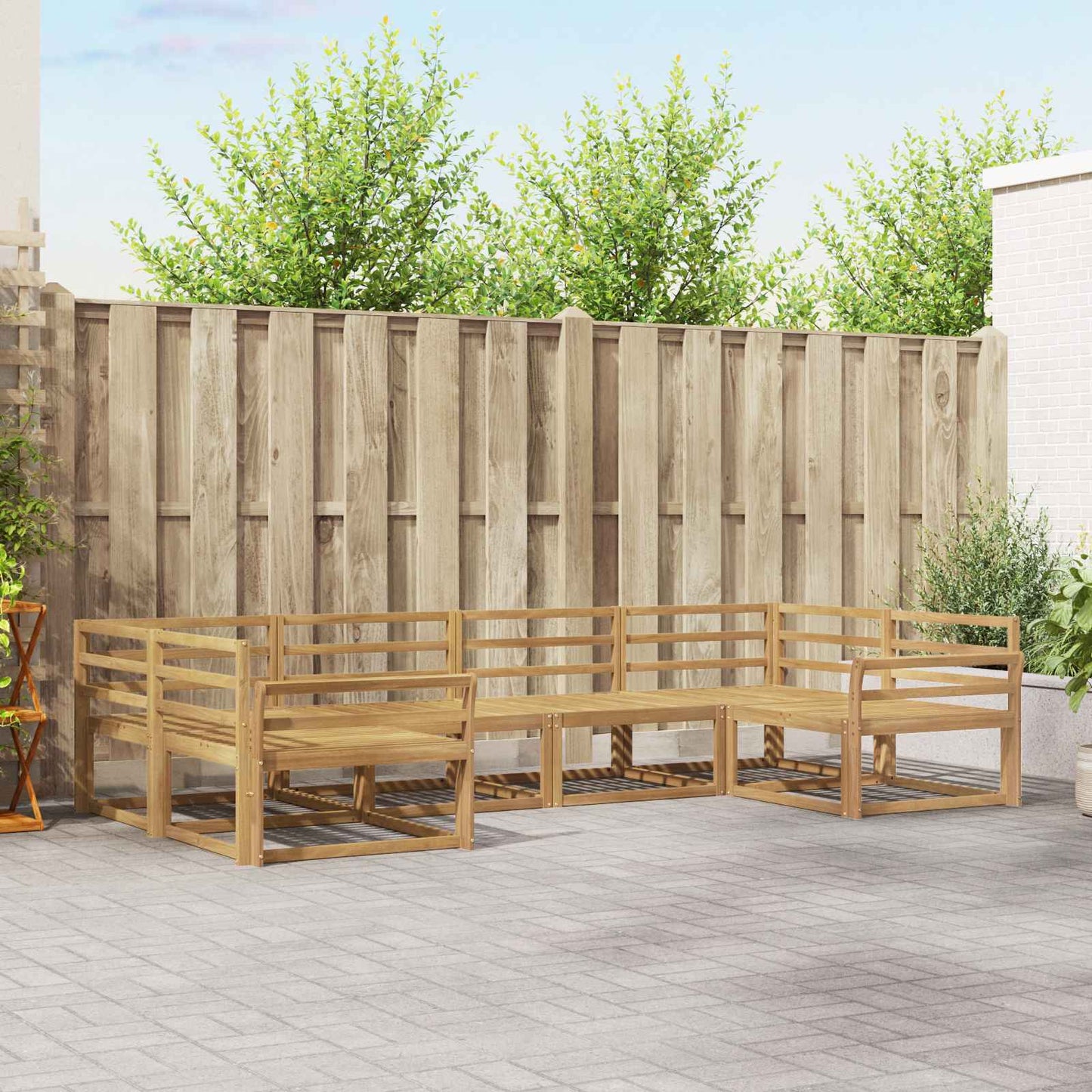 Outdoor Sofa Set 6 pcs White Solid Acacia Wood
