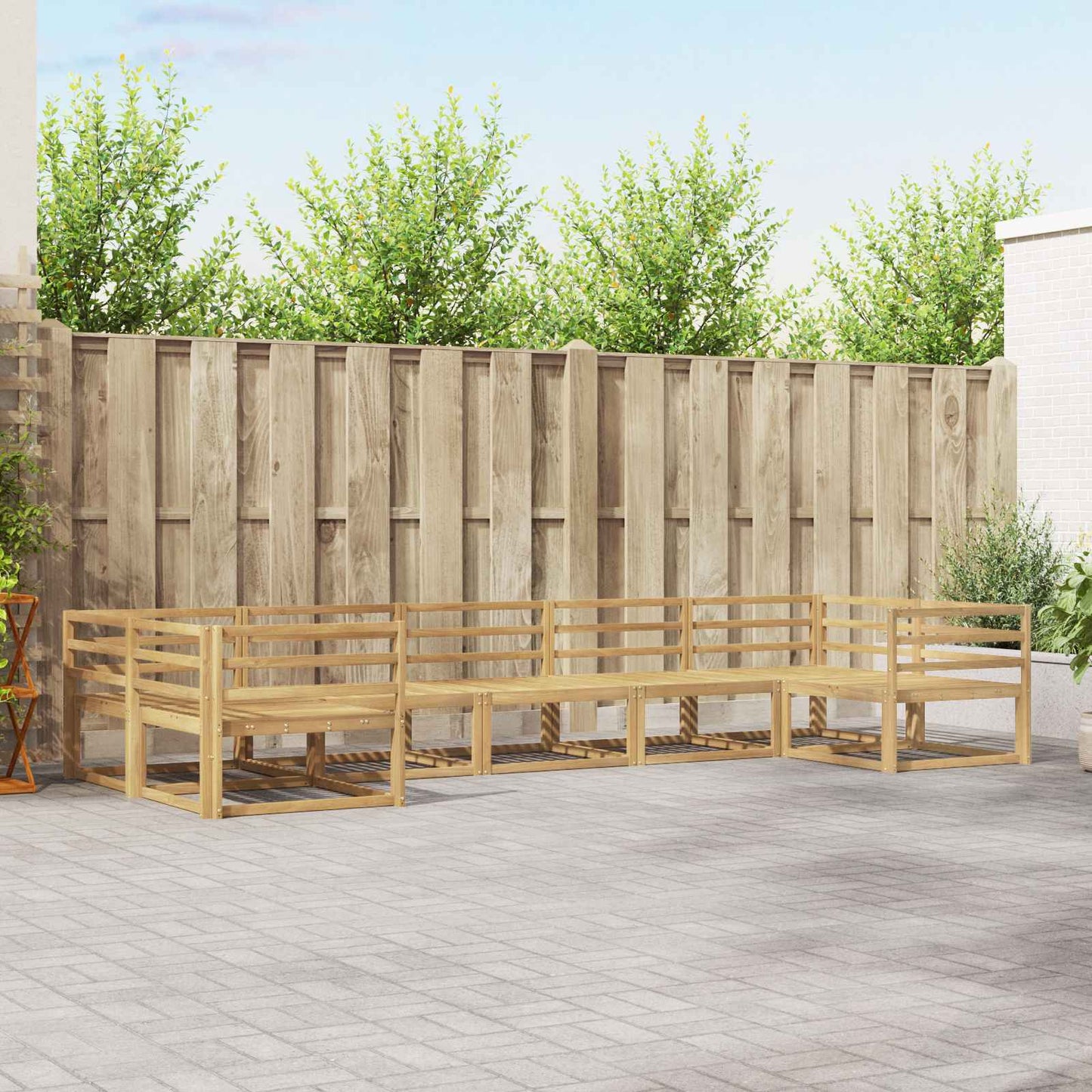 Outdoor Sofa Set 7 pcs White Solid Acacia Wood