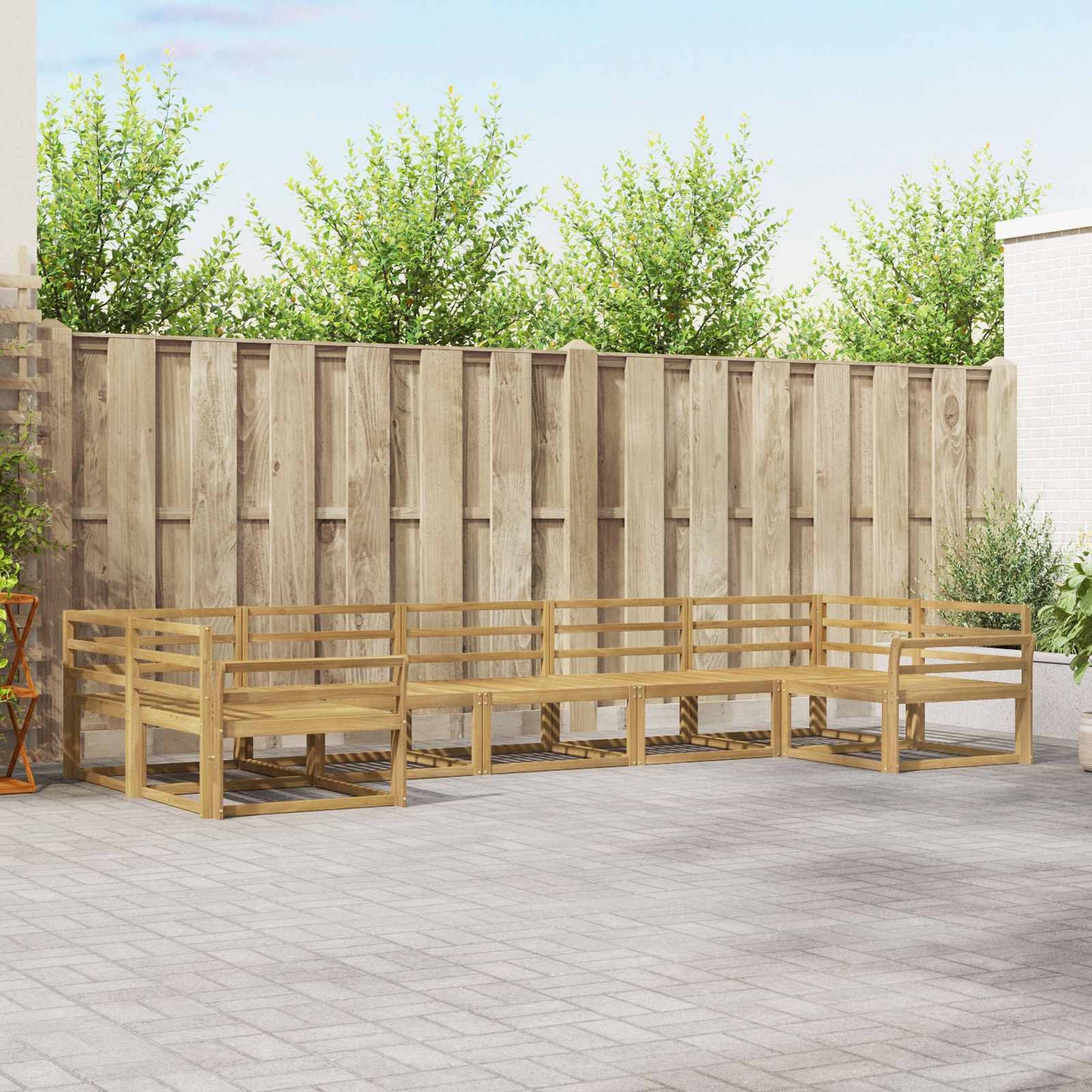 Outdoor Sofa Set 7 pcs White Solid Acacia Wood