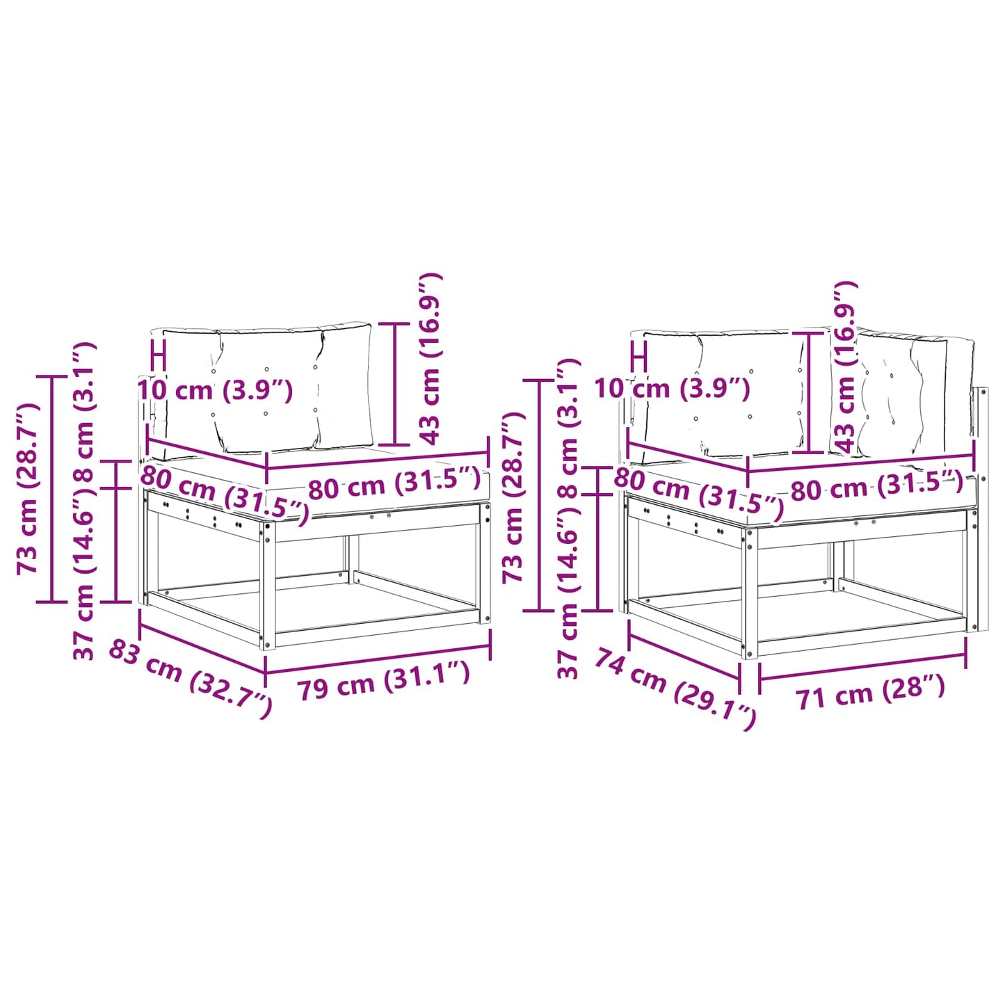 Outdoor Sofa Set 7 pcs White Solid Acacia Wood