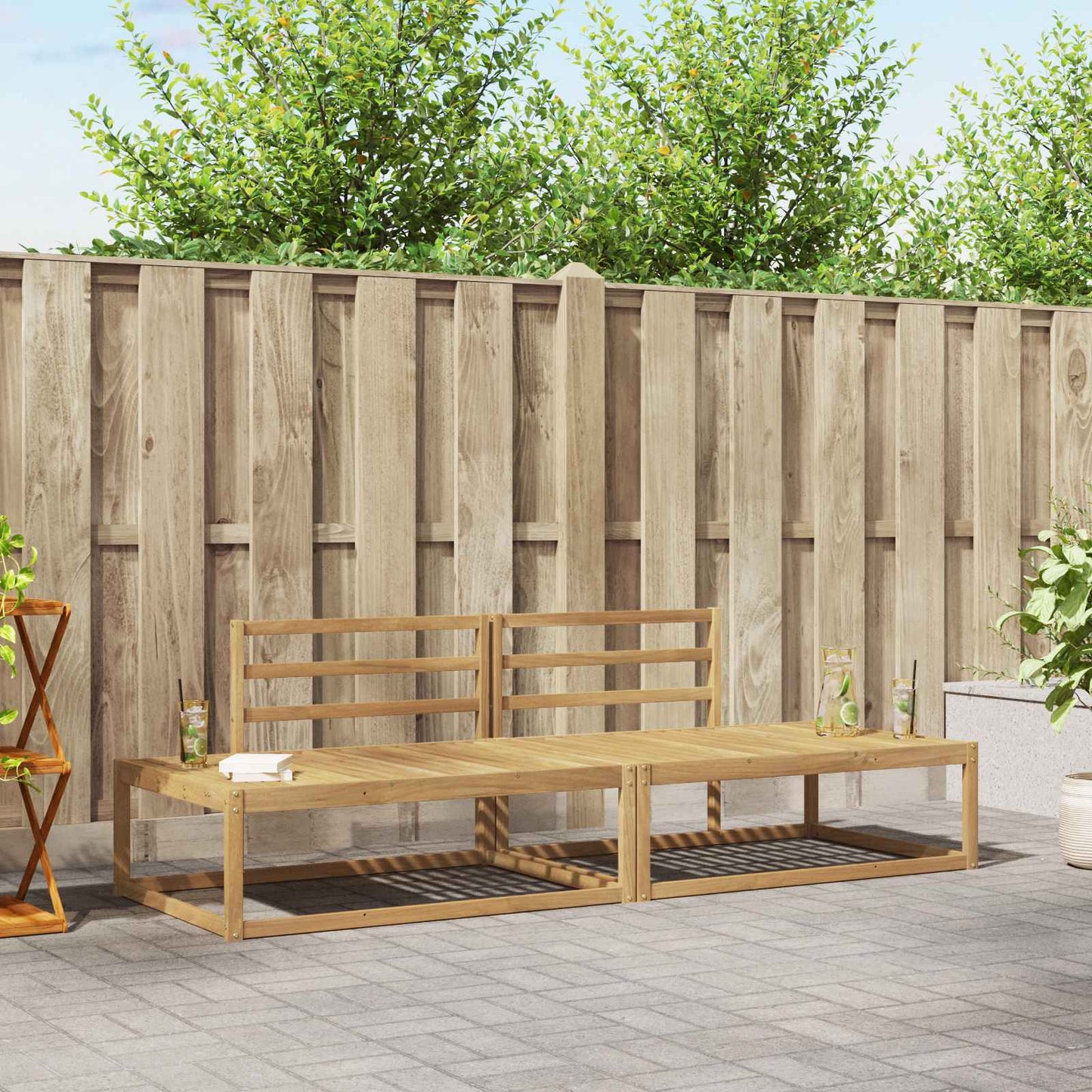 Outdoor Sofa Set White 230.5 x 83 x 73 cm Solid Acacia Wood