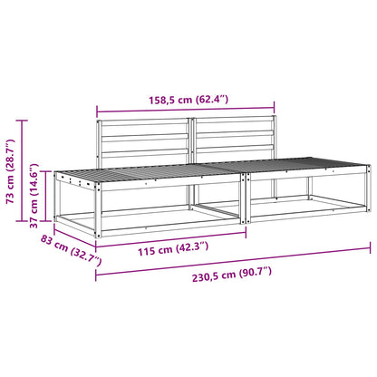 Outdoor Sofa Set White 230.5 x 83 x 73 cm Solid Acacia Wood