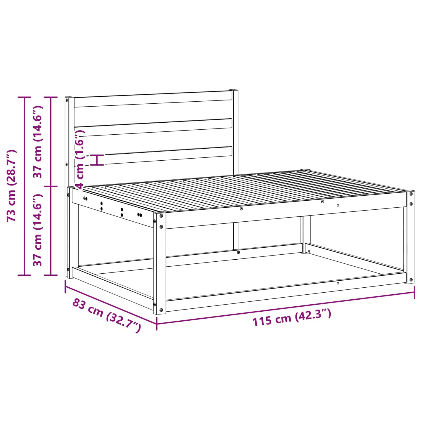 Outdoor Sofa Set White 230.5 x 83 x 73 cm Solid Acacia Wood