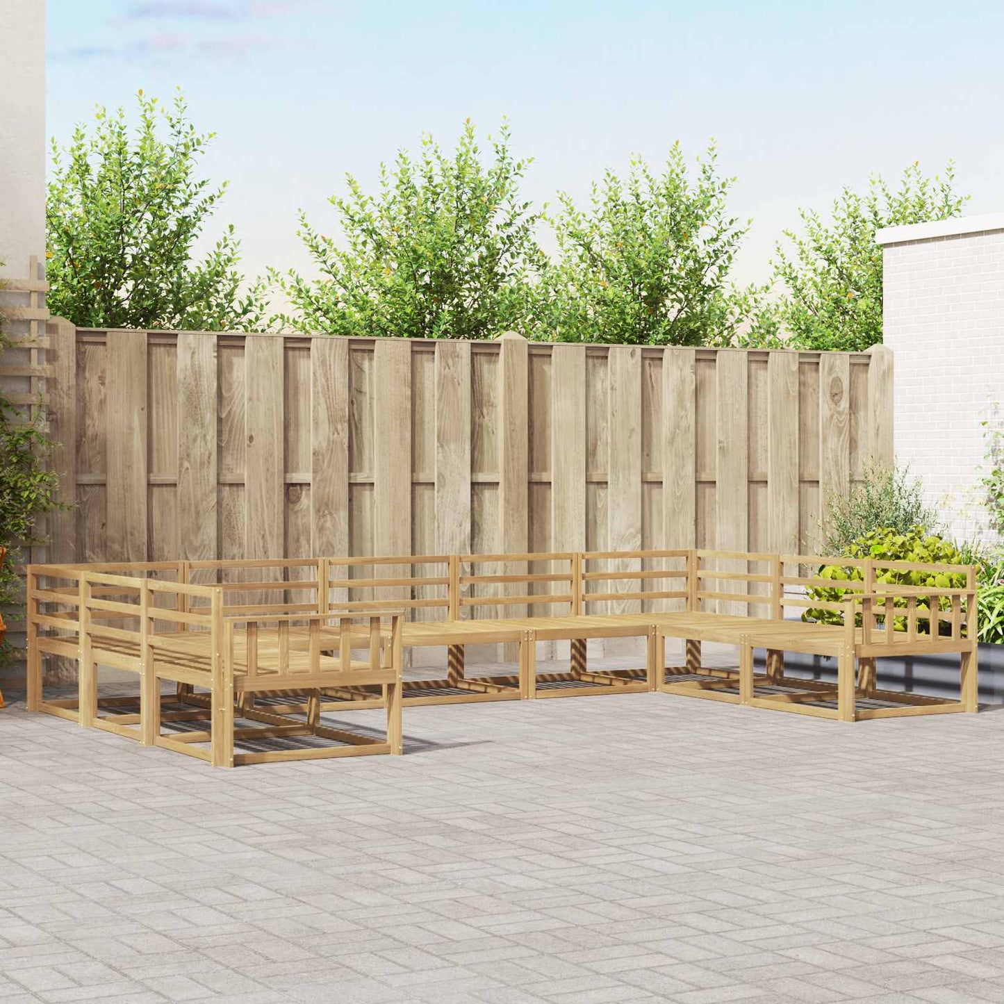Outdoor Sofa Set 9 pcs White 404 x 247.5 x 73 cm