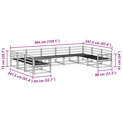 Outdoor Sofa Set 9 pcs White 404 x 247.5 x 73 cm