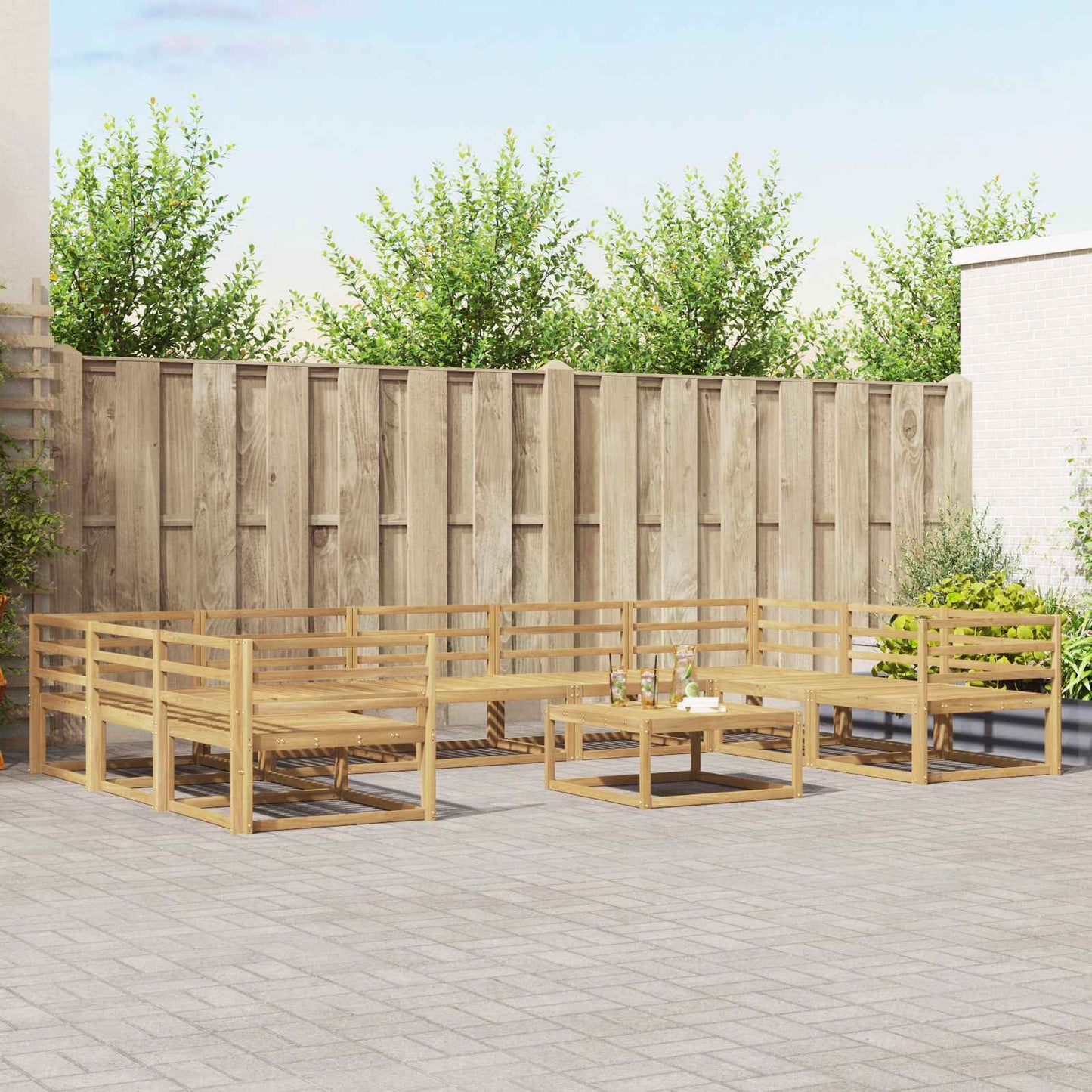 Outdoor Sofa Set 10 pcs White Solid Acacia Wood