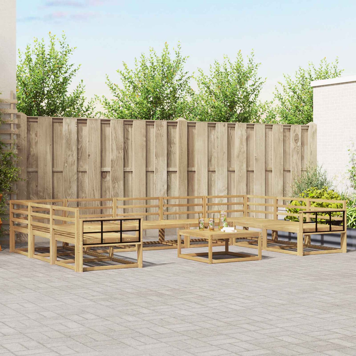 Outdoor Sofa Set 10 pcs White Solid Acacia Wood