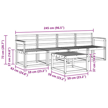 Outdoor Sofa Set 5 pcs White Solid Acacia Wood