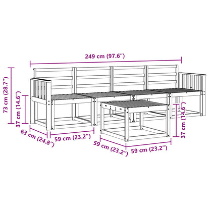Outdoor Sofa Set 5 pcs White Solid Acacia Wood