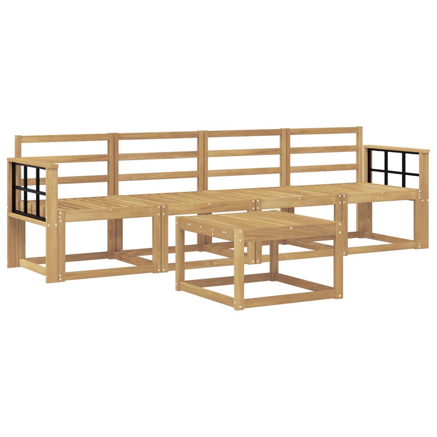 Outdoor Sofa Set 5 pcs White 59 x 59 x 37 cm Solid Acacia Wood