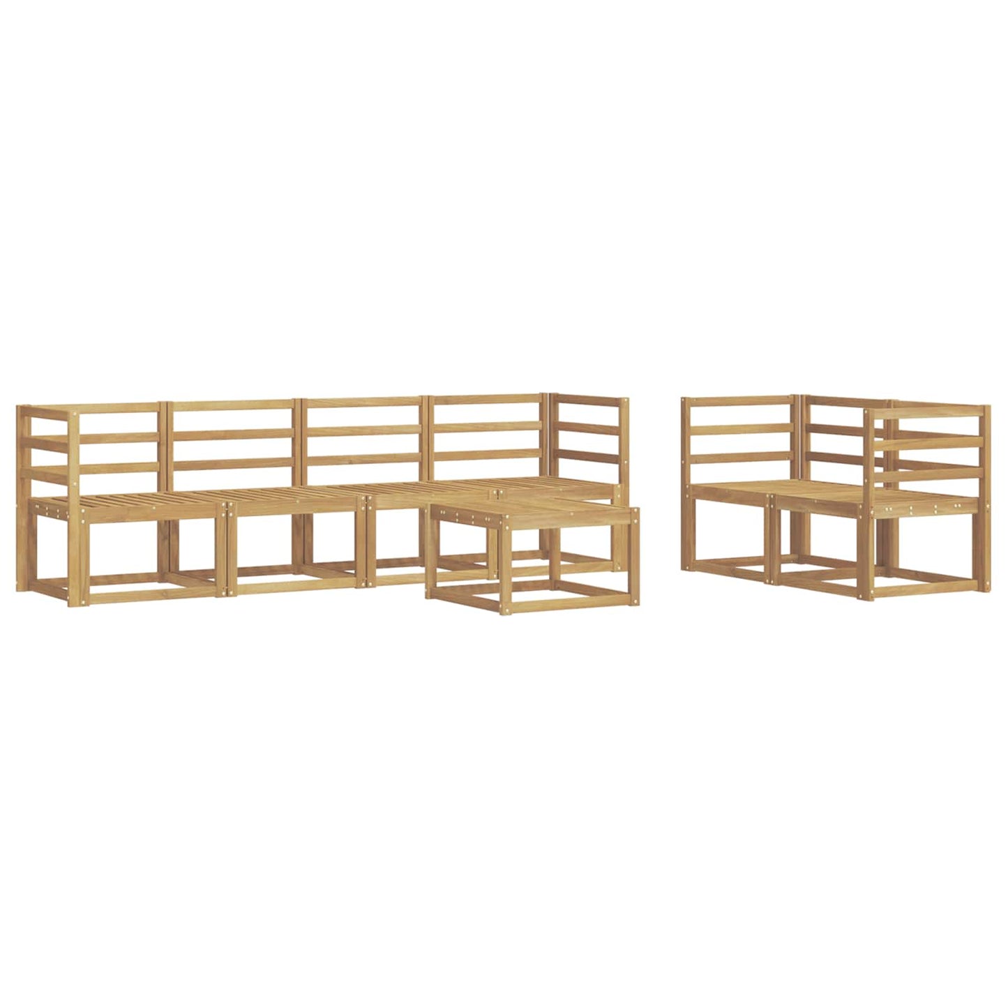 Outdoor Sofa Set 7 pcs White 59 x 59 x 37 cm Solid Acacia Wood