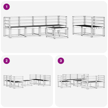 Outdoor Sofa Set 7 pcs White 59 x 59 x 37 cm Solid Acacia Wood