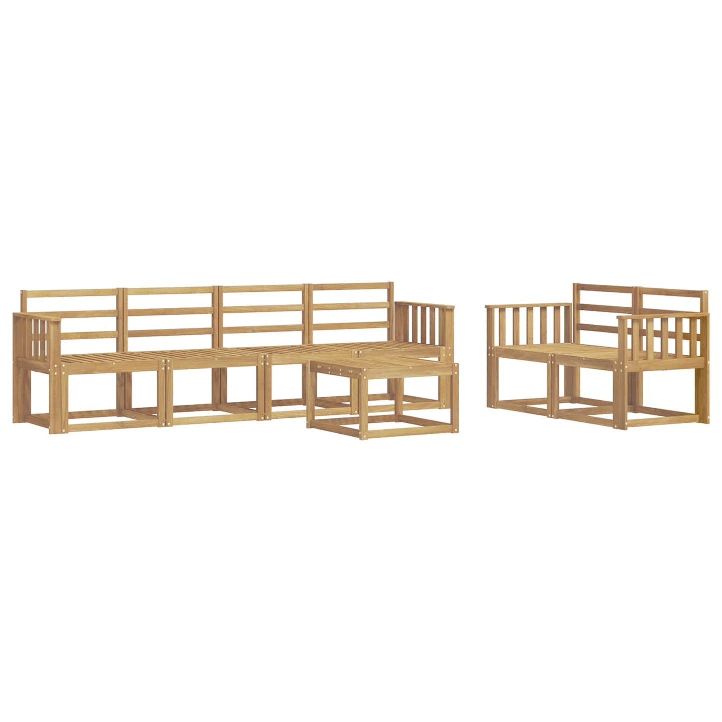 Outdoor Sofa Set 7 pcs White 59 x 59 x 37 cm Solid Acacia Wood