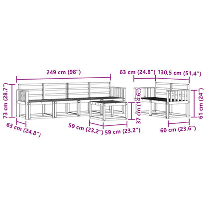 Outdoor Sofa Set 7 pcs White 59 x 59 x 37 cm Solid Acacia Wood