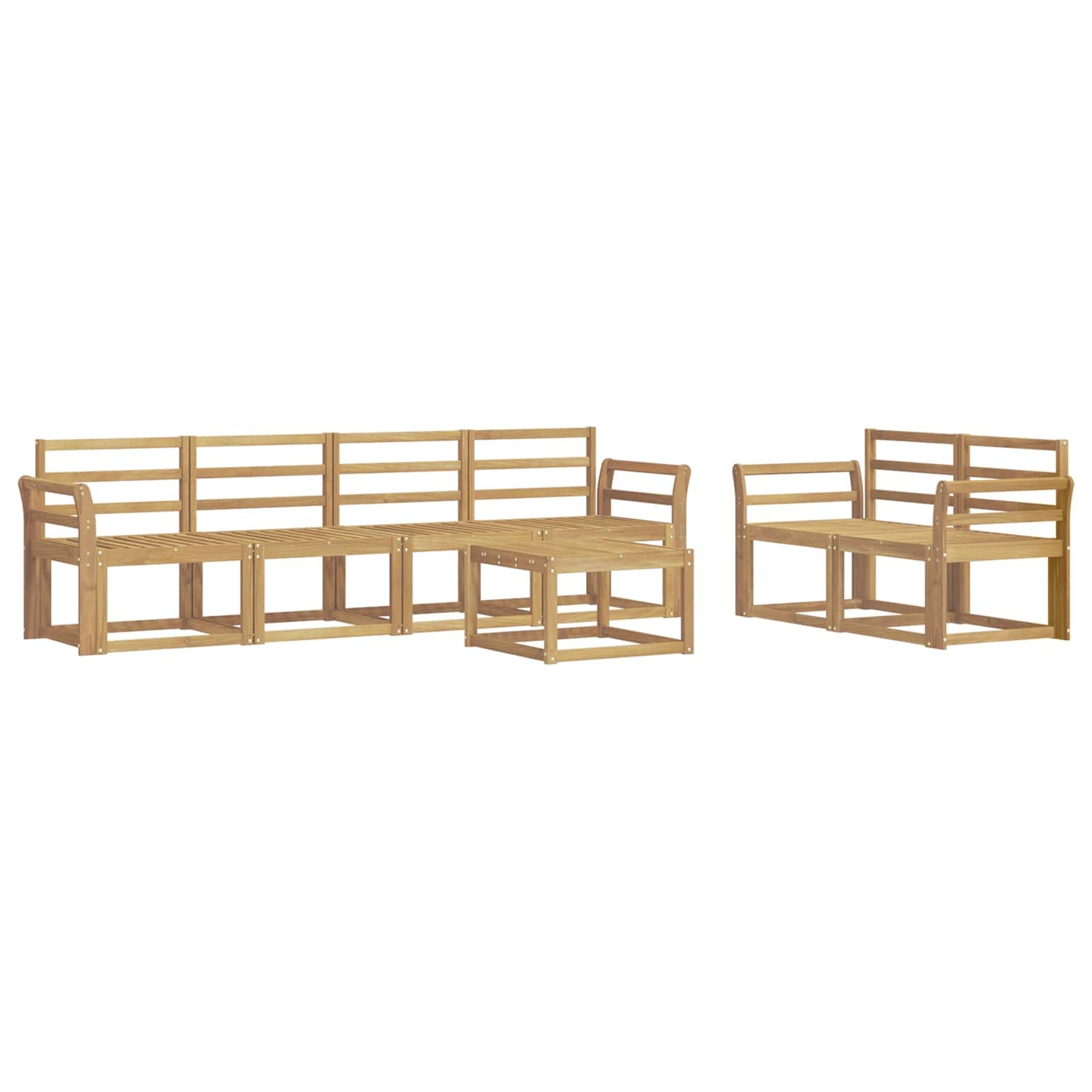 Outdoor Sofa Set 7 pcs White 59 x 59 x 37 cm Solid Acacia Wood