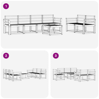 Outdoor Sofa Set 7 pcs White 59 x 59 x 37 cm Solid Acacia Wood