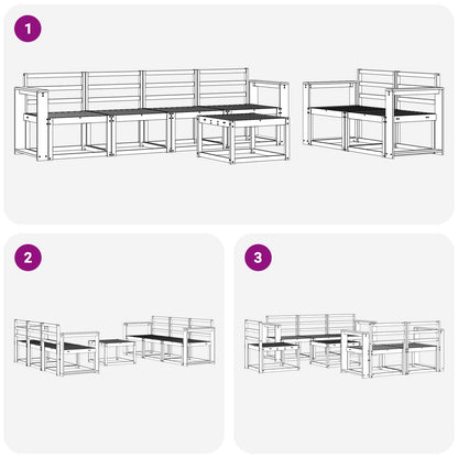 Outdoor Sofa Set 7 pcs White 59 x 59 x 37 cm Solid Acacia Wood