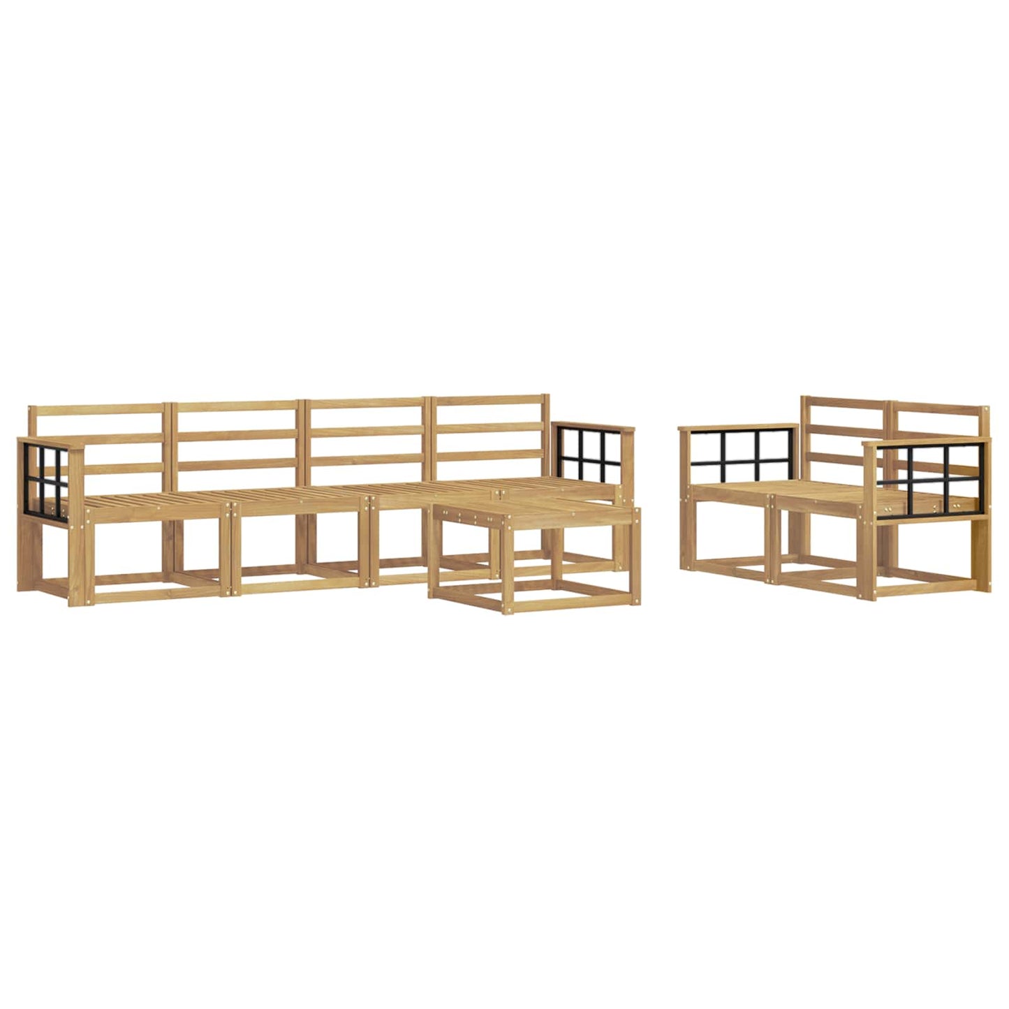 Outdoor Sofa Set 7 pcs White 59 x 59 x 37 cm Solid Acacia Wood