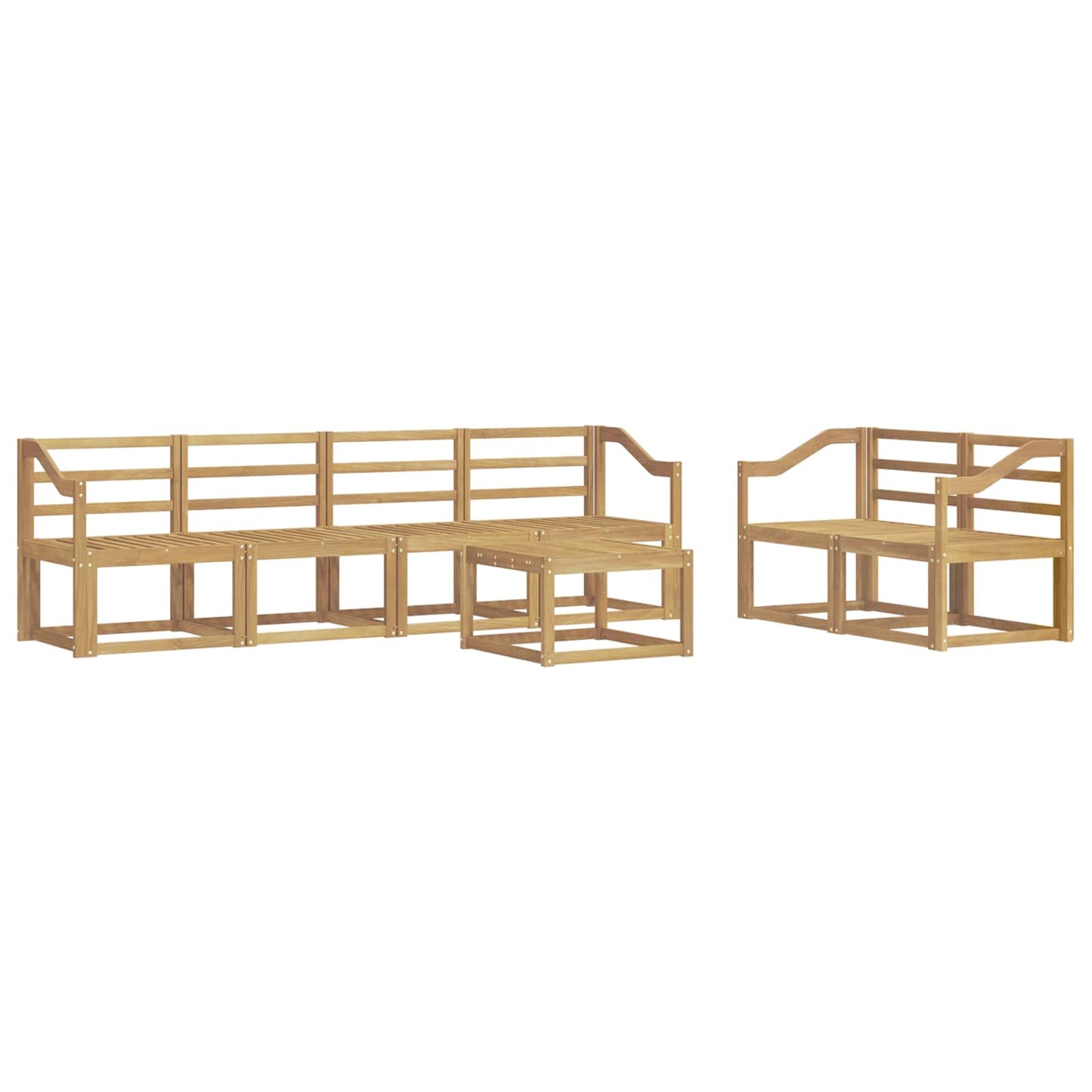 Outdoor Sofa Set 7 pcs White 59 x 59 x 37 cm Solid Acacia Wood
