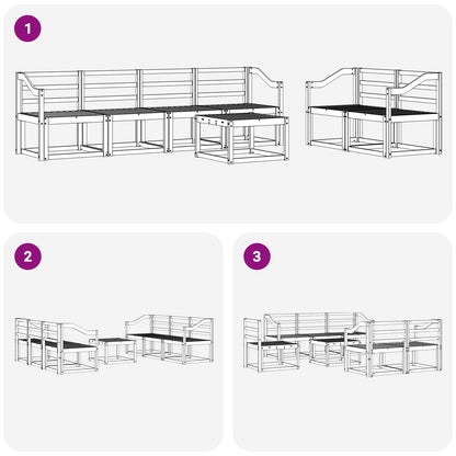 Outdoor Sofa Set 7 pcs White 59 x 59 x 37 cm Solid Acacia Wood