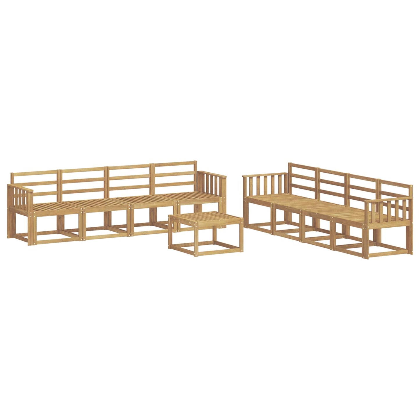 Outdoor Sofa Set 9 pcs White 59 x 59 x 37 cm Solid Acacia Wood
