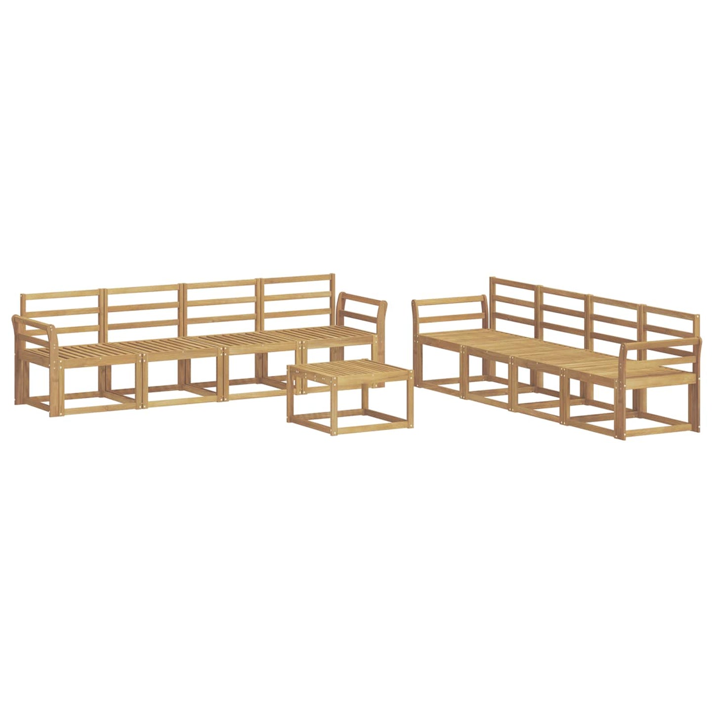 Outdoor Sofa Set 9 pcs White 59 x 59 x 37 cm Solid Acacia Wood