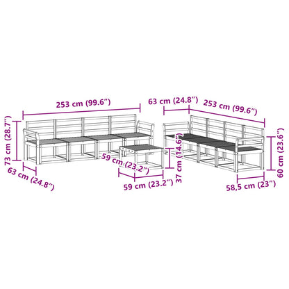 Outdoor Sofa Set 9 pcs White 59 x 59 x 37 cm Solid Acacia Wood