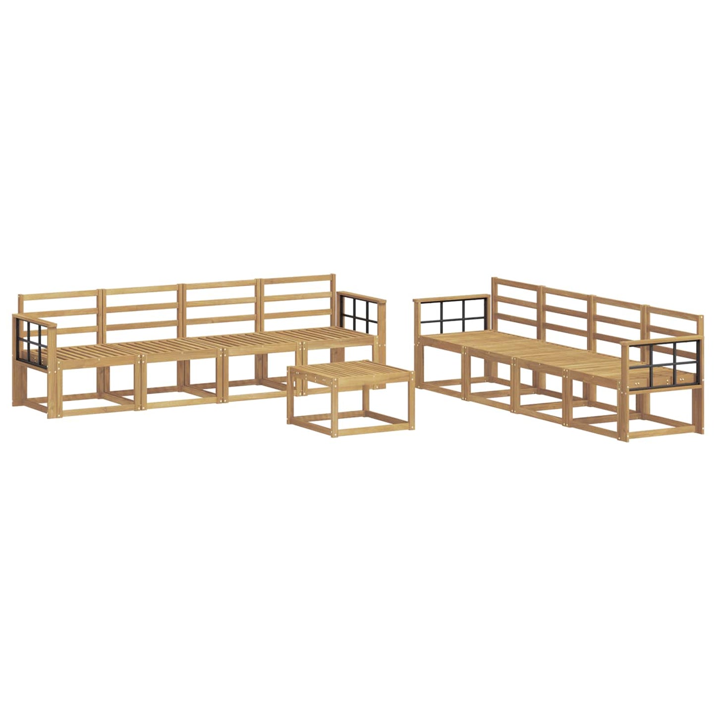 Outdoor Sofa Set 9 pcs White 59 x 59 x 37 cm Solid Acacia Wood